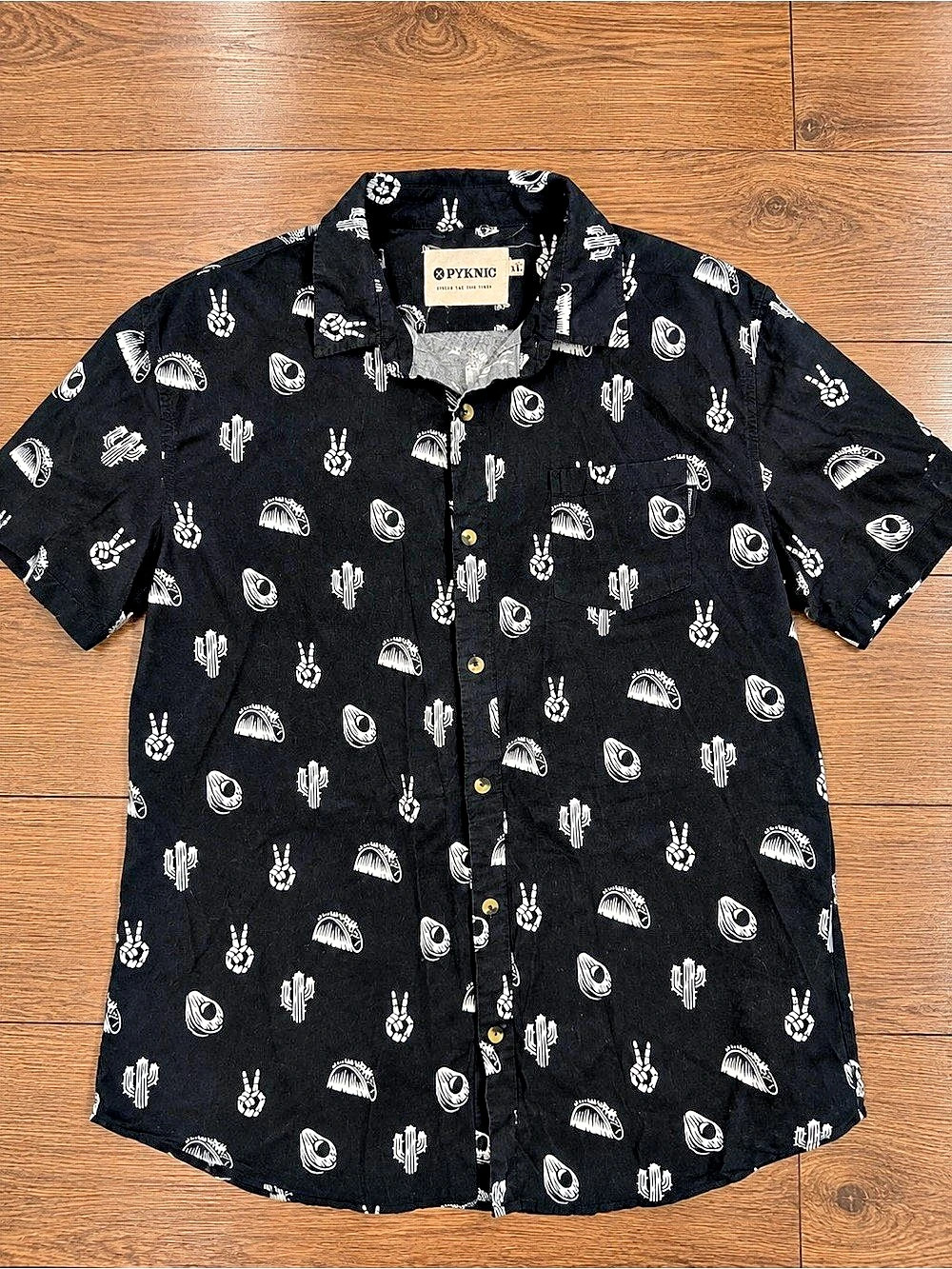 PYNKNYC Printed Short Sleeve Shirt Size XL